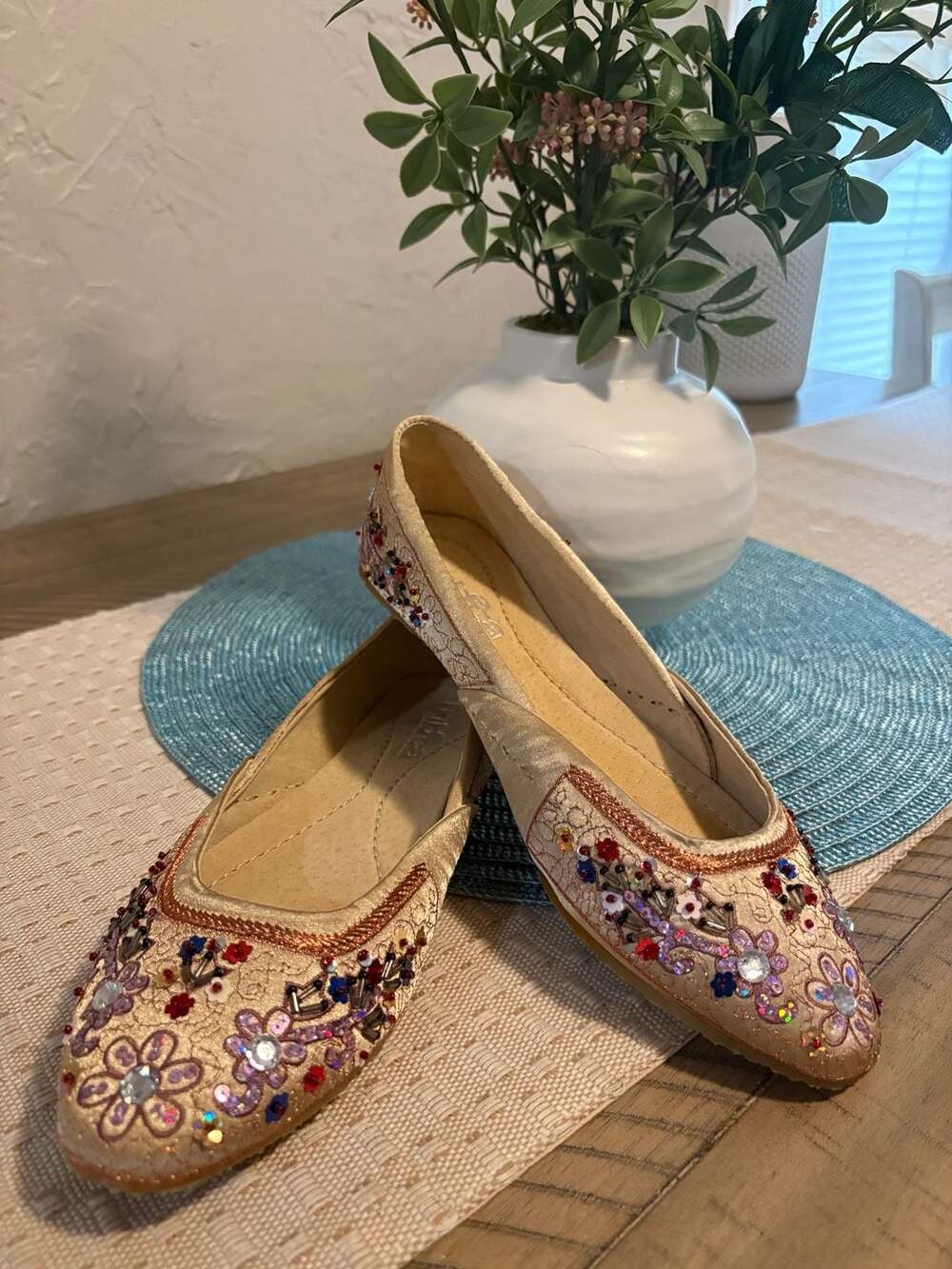 Tribeca by Kenneth Cole Women’s Jade Embroidered and Beaded Floral Ballet Flats